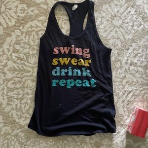 “Swear Swing Drink Repeat” Razor Back golf themed tank